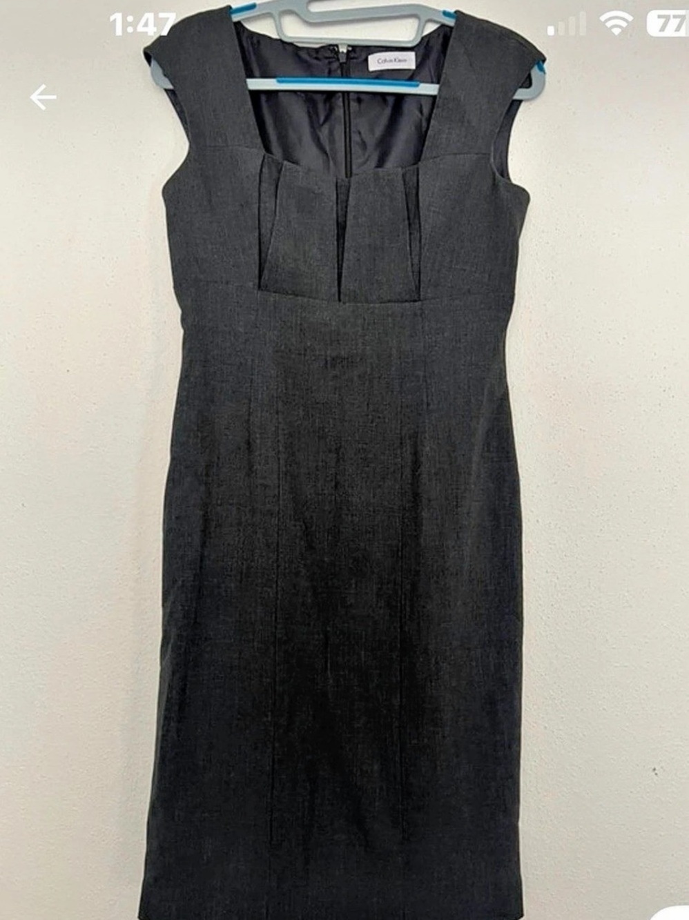 Calvin Klein Gray Pleated Midi Dress